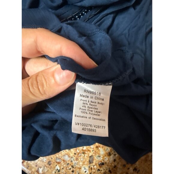 Coldwater Creek Womens Navy Sleeveless Beaded Embellished Top Size L Polyester - Picture 7 of 8